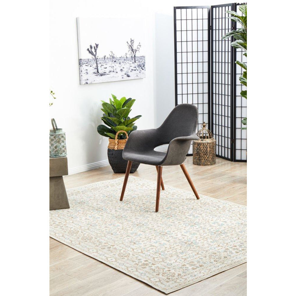 Menhit Bone Beige Transitional Patterned Rug - Rugs Of Beauty - 3