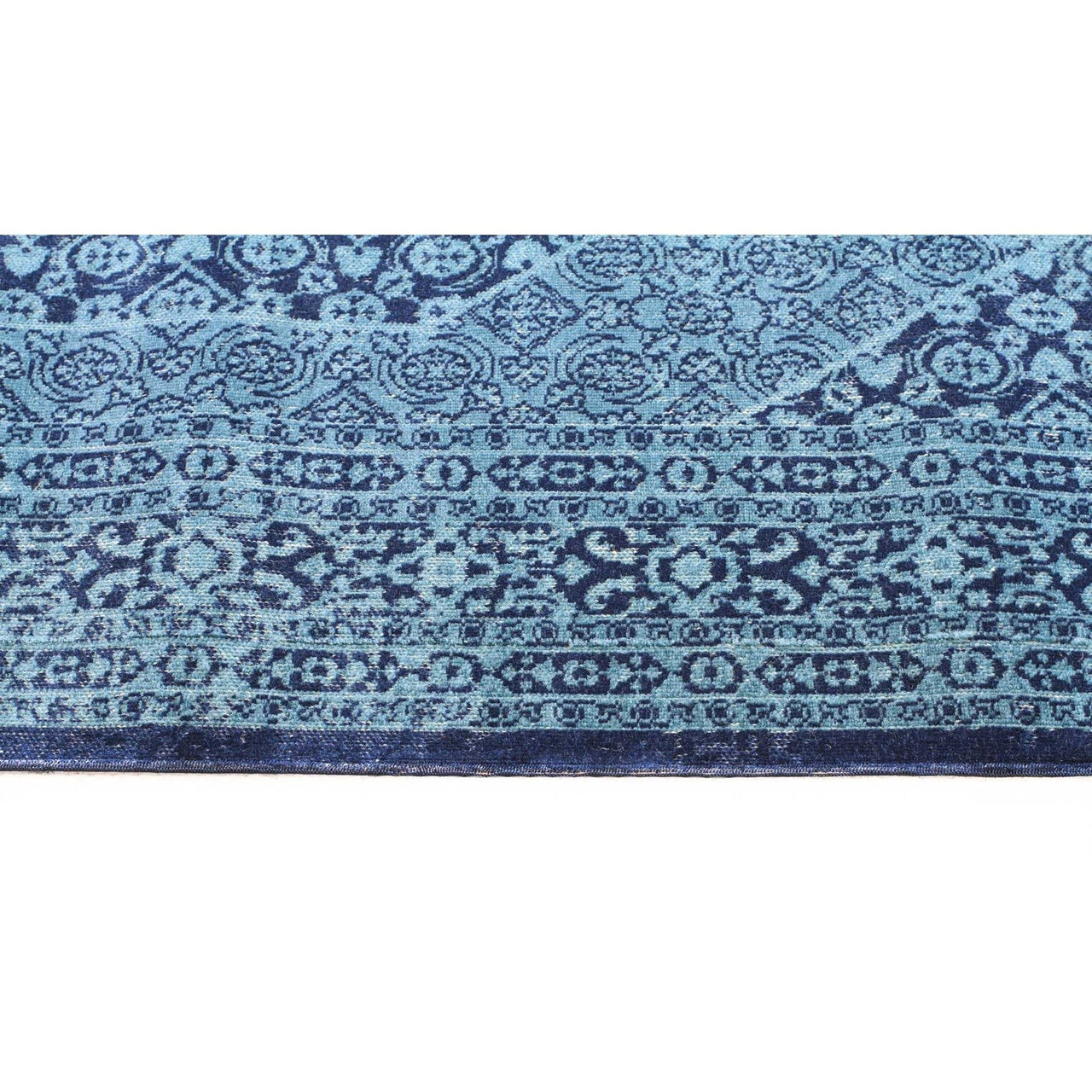 Menhit Blue Transitional Patterned Runner Rug - Rugs Of Beauty - 4