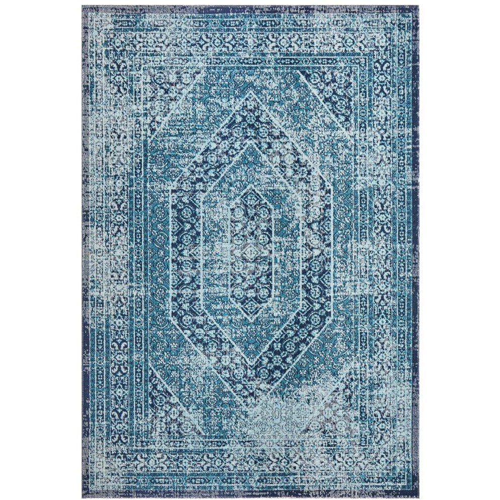 Menhit Blue Transitional Patterned Rug - Rugs Of Beauty - 1