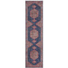 Menhit Navy Blue Multi Coloured Transitional Patterned Runner Rug - Rugs Of Beauty - 1