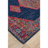 Menhit Navy Blue Multi Coloured Transitional Patterned Runner Rug - Rugs Of Beauty - 3