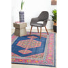 Menhit Navy Blue Multi Coloured Transitional Patterned Rug - Rugs Of Beauty - 2