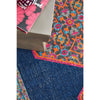 Menhit Navy Blue Multi Coloured Transitional Patterned Rug - Rugs Of Beauty - 5