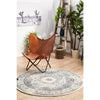 Lille Beige Blue Grey Transitional Round Designer Rug - Rugs Of Beauty - 3
