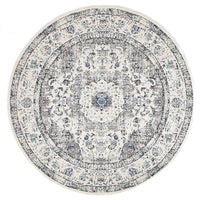 Lille Beige Blue Grey Transitional Round Designer Rug - Rugs Of Beauty - 1