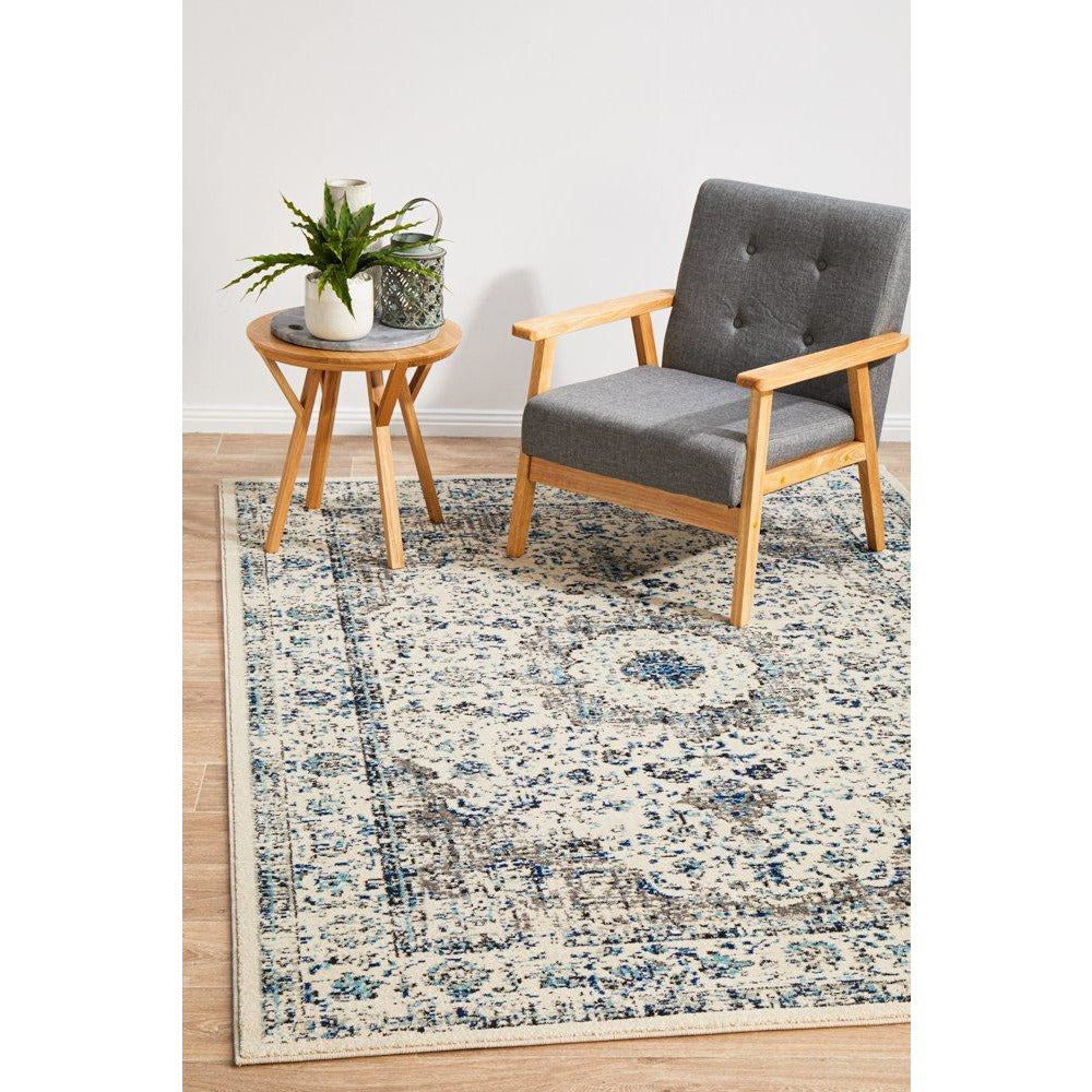 Lille Beige Blue Grey Transitional Designer Rug - Rugs Of Beauty - 2