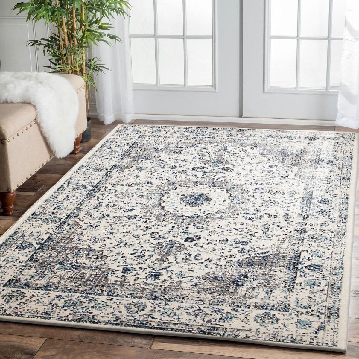 Lille Beige Blue Grey Transitional Designer Rug - Rugs Of Beauty - 8