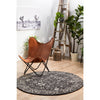 Lisbon Transitional Charcoal Round Designer Rug - Rugs Of Beauty - 3