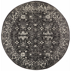 Lisbon Transitional Charcoal Round Designer Rug - Rugs Of Beauty - 1
