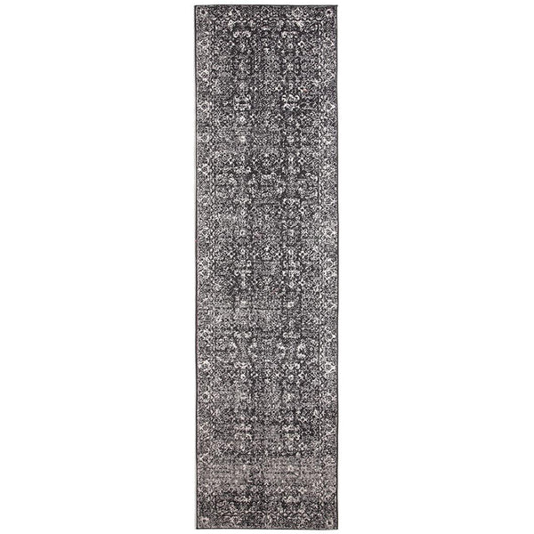 Lisbon Transitional Charcoal Designer Runner Rug - Rugs Of Beauty - 1