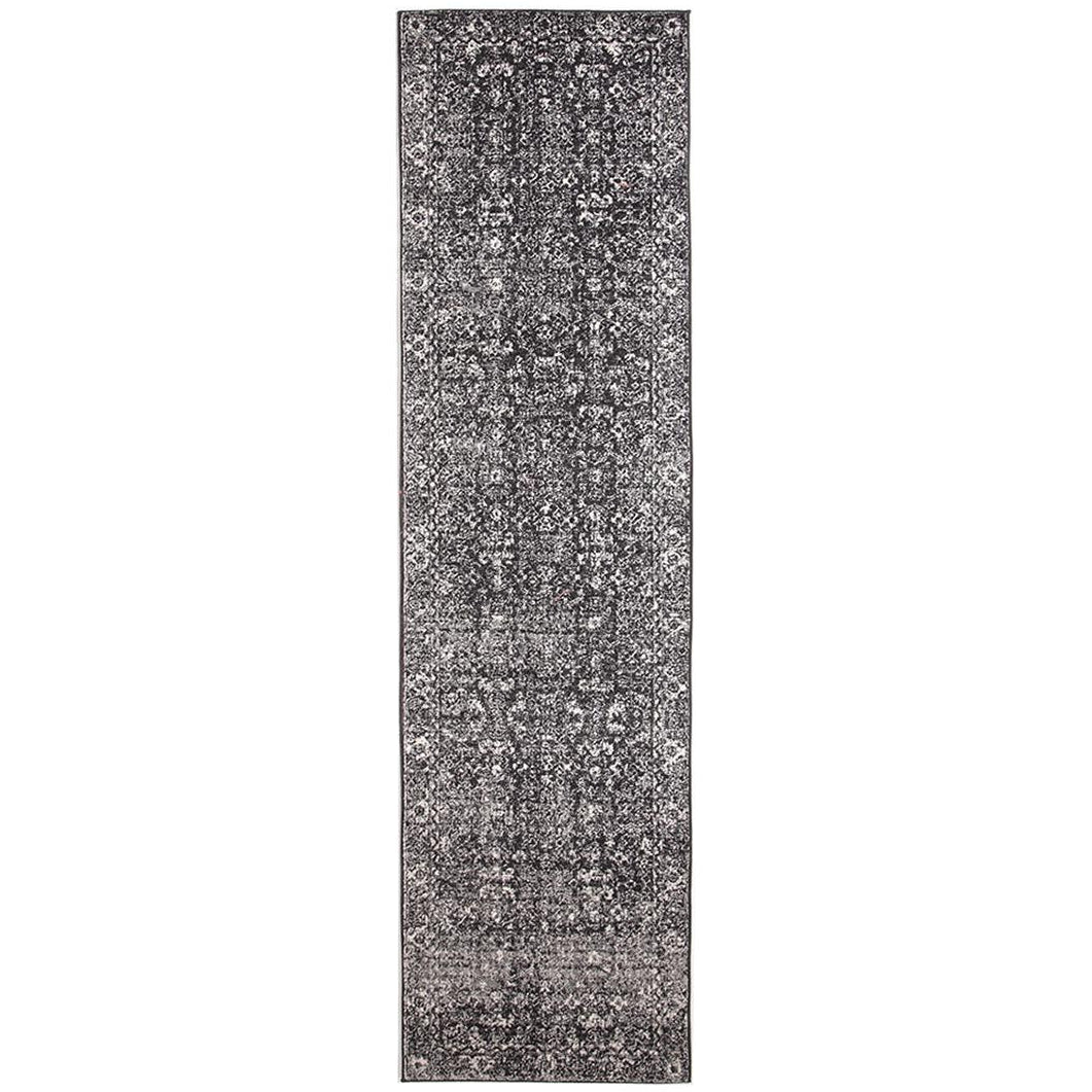 Lisbon Transitional Charcoal Designer Runner Rug - Rugs Of Beauty - 1