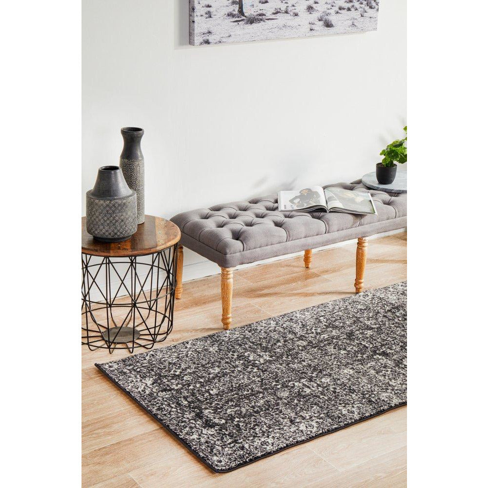 Lisbon Transitional Charcoal Designer Runner Rug - Rugs Of Beauty - 3