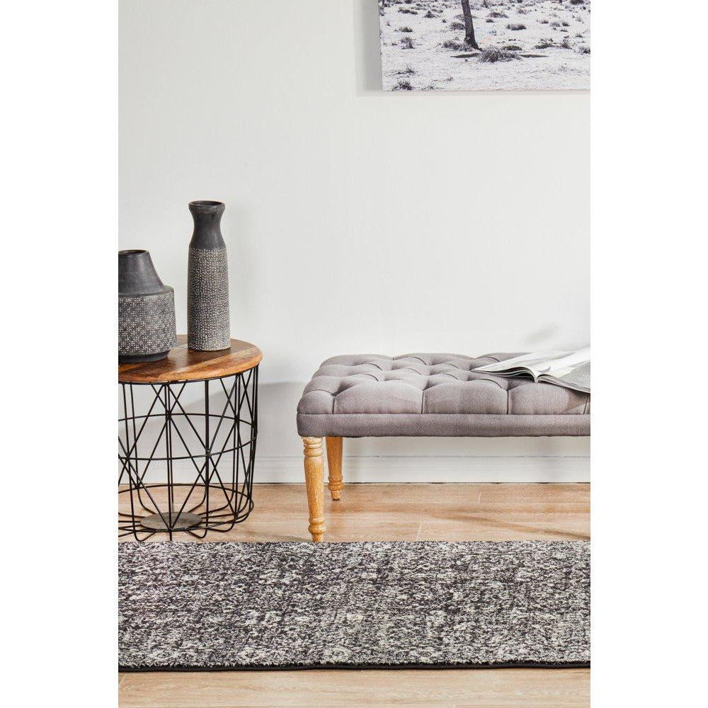 Lisbon Transitional Charcoal Designer Runner Rug - Rugs Of Beauty - 4