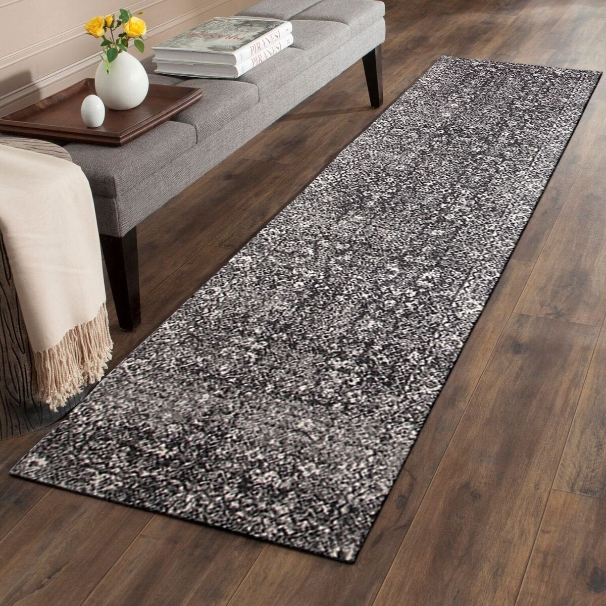 Lisbon Transitional Charcoal Designer Runner Rug - Rugs Of Beauty - 7