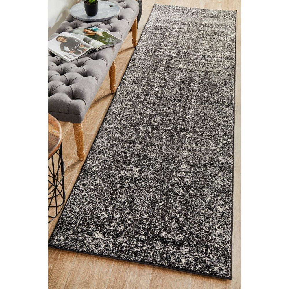 Lisbon Transitional Charcoal Designer Runner Rug - Rugs Of Beauty - 2