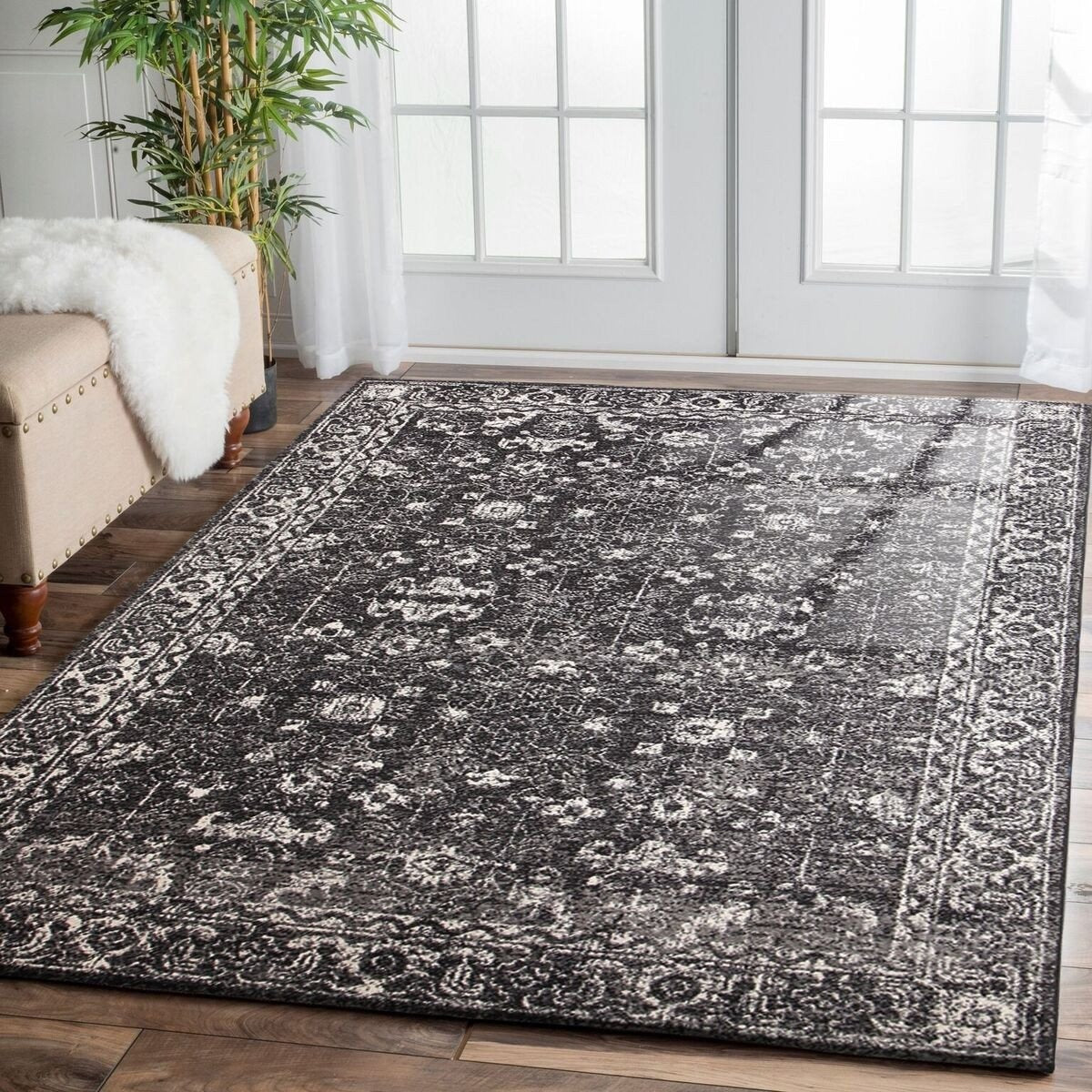 Lisbon Transitional Charcoal Designer Rug - Rugs Of Beauty - 6
