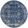Melaka Navy Blue Round Transitional Designer Rug - Rugs Of Beauty - 1
