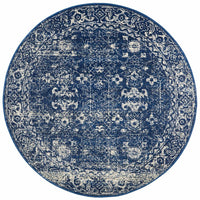 Melaka Navy Blue Round Transitional Designer Rug - Rugs Of Beauty - 1