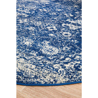Melaka Navy Blue Round Transitional Designer Rug - Rugs Of Beauty - 9
