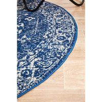 Melaka Navy Blue Round Transitional Designer Rug - Rugs Of Beauty - 6