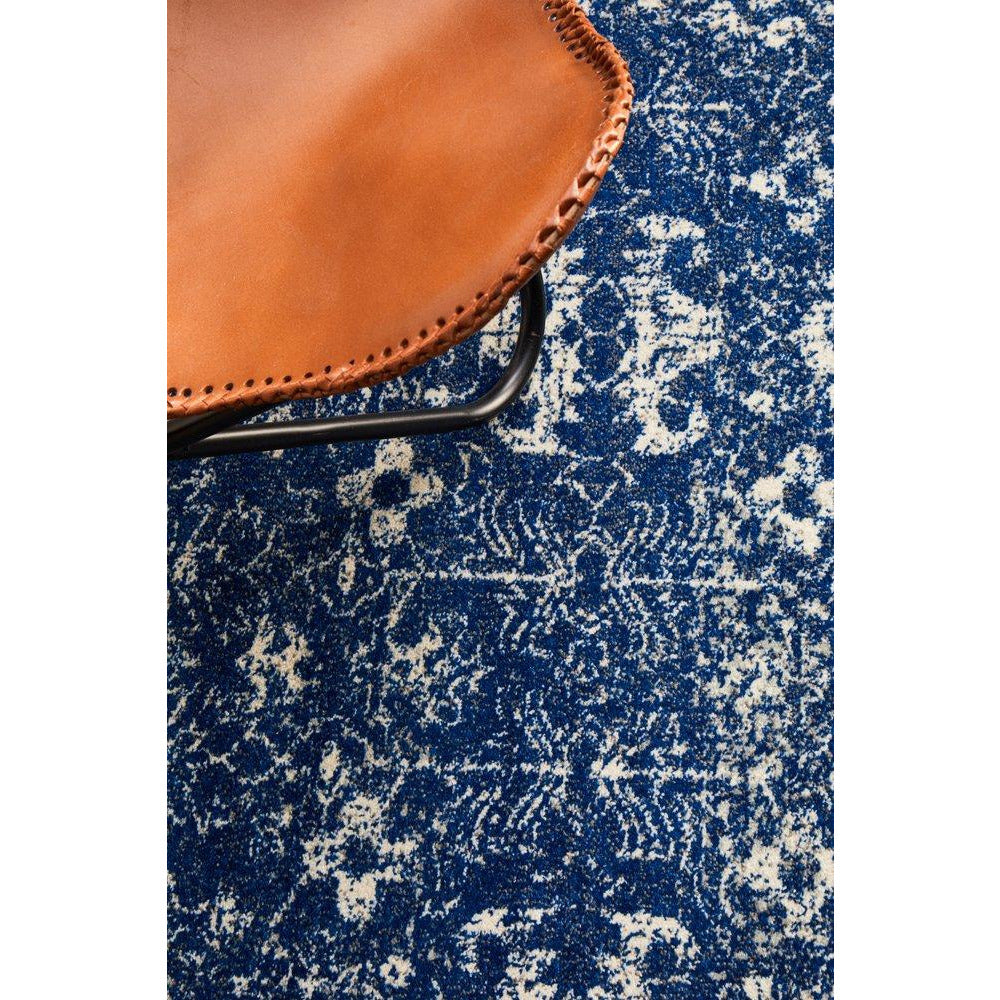 Melaka Navy Blue Round Transitional Designer Rug - Rugs Of Beauty - 5