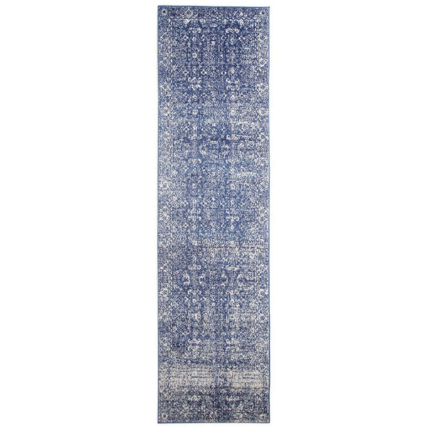Melaka Navy Blue Designer Transitional Runner Rug - Rugs Of Beauty - 1