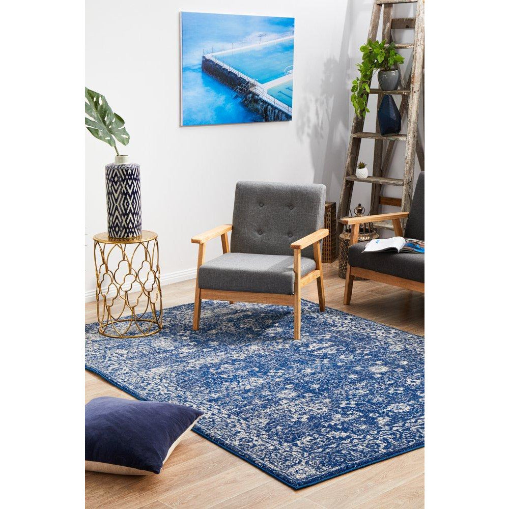 Melaka Navy Blue Transitional Designer Rug - Rugs Of Beauty - 2