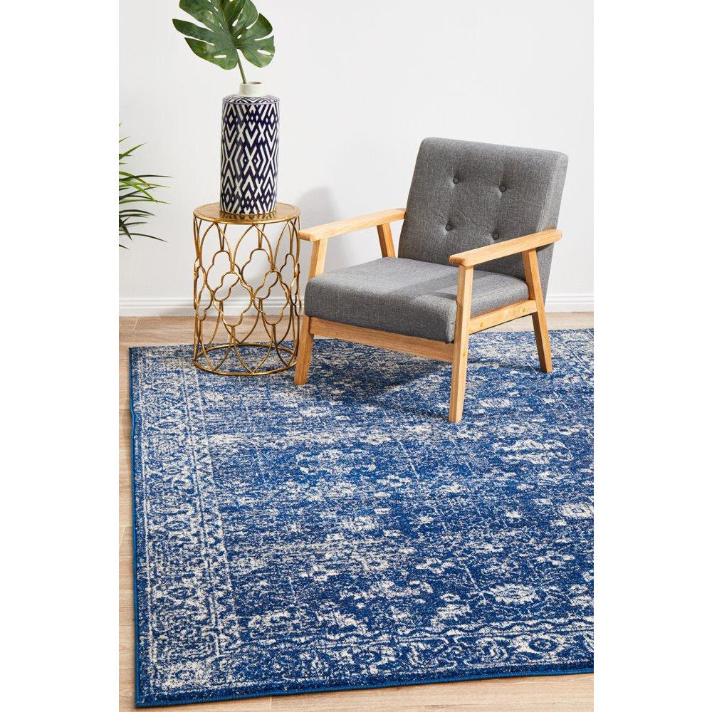Melaka Navy Blue Transitional Designer Rug - Rugs Of Beauty - 3