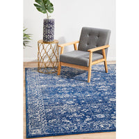 Melaka Navy Blue Transitional Designer Rug - Rugs Of Beauty - 3