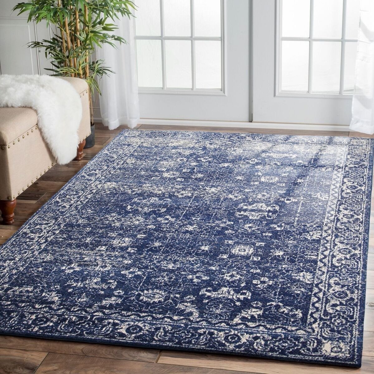 Melaka Navy Blue Transitional Designer Rug - Rugs Of Beauty - 6