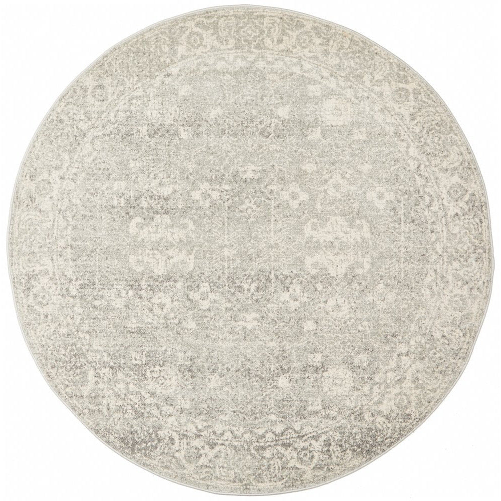Round Slate Grey Rug Palermo Transitional Silver Grey Round Designer Rug – Rugs Of Beauty