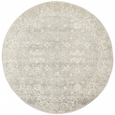 Palermo Transitional Silver Grey Round Designer Rug - Rugs Of Beauty - 1