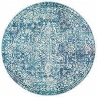 Madrid Transitional Blue Round Designer Rug - Rugs Of Beauty - 1