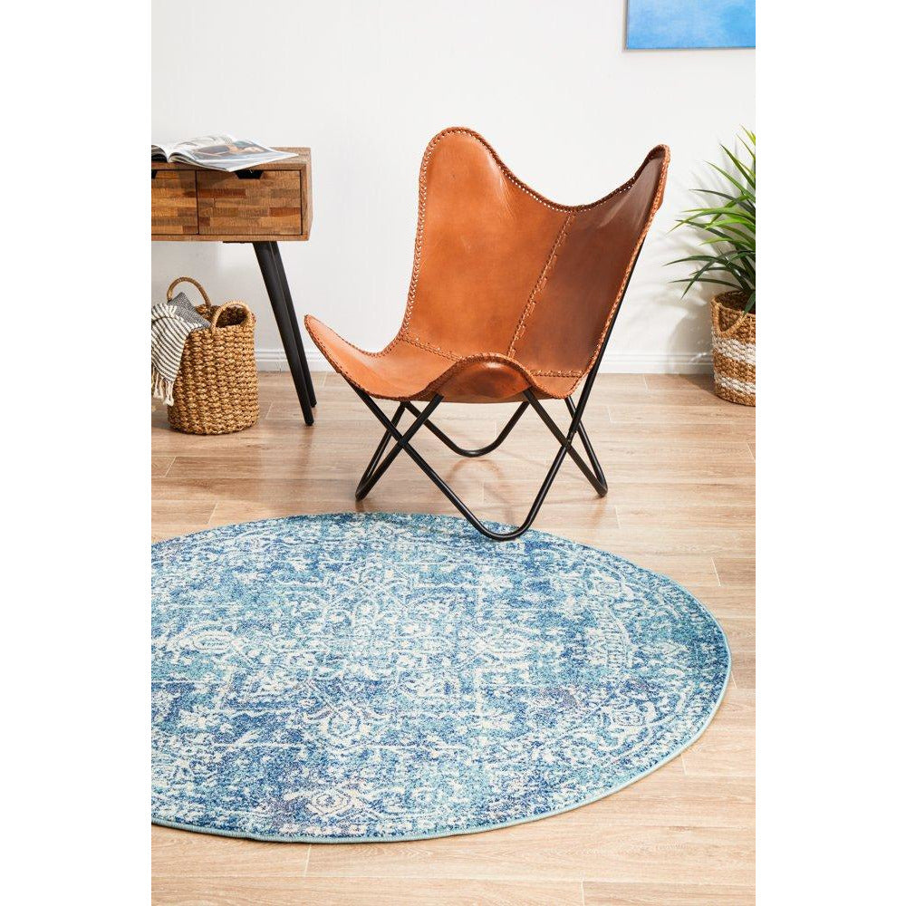 Madrid Transitional Blue Round Designer Rug - Rugs Of Beauty - 4