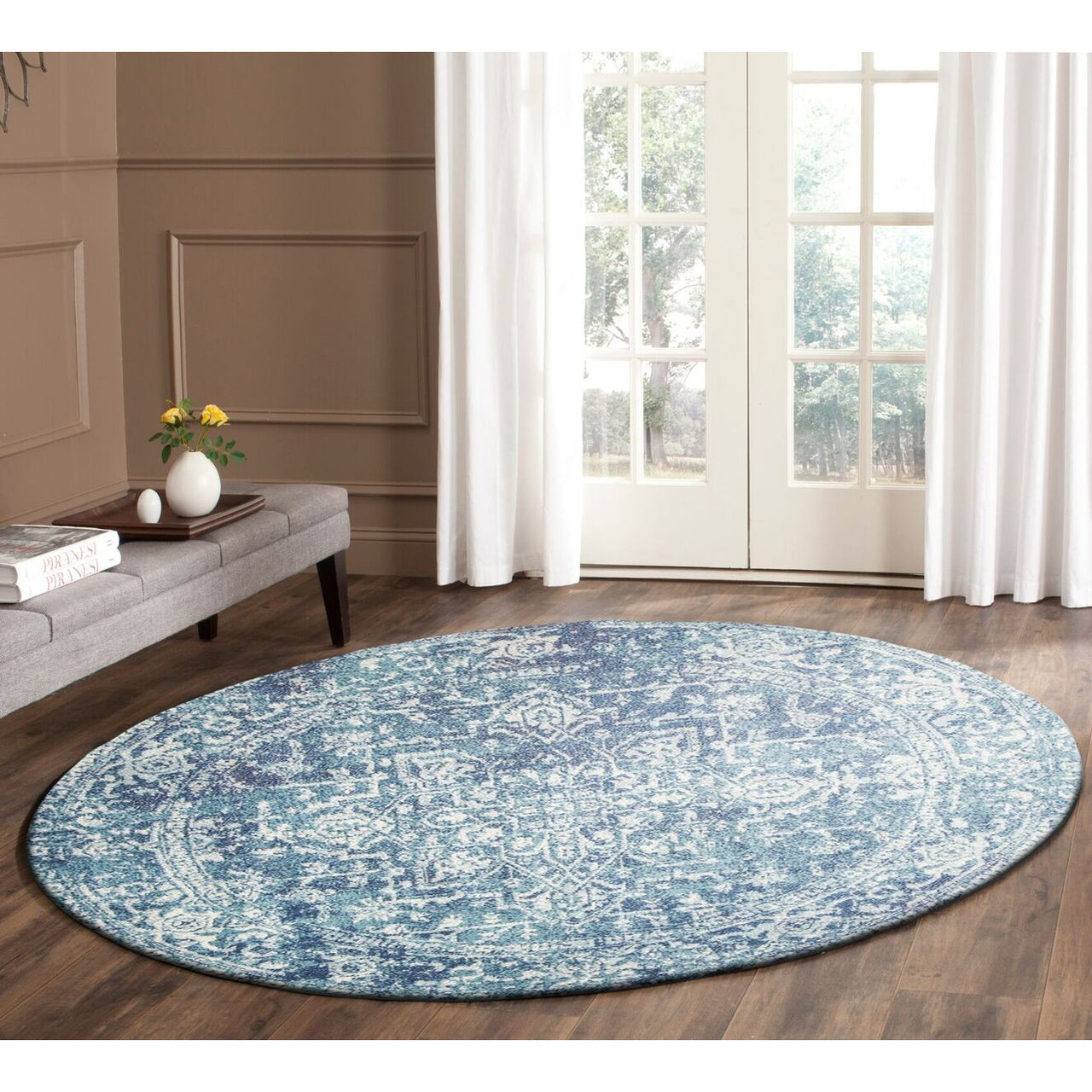 Madrid Transitional Blue Round Designer Rug - Rugs Of Beauty - 10