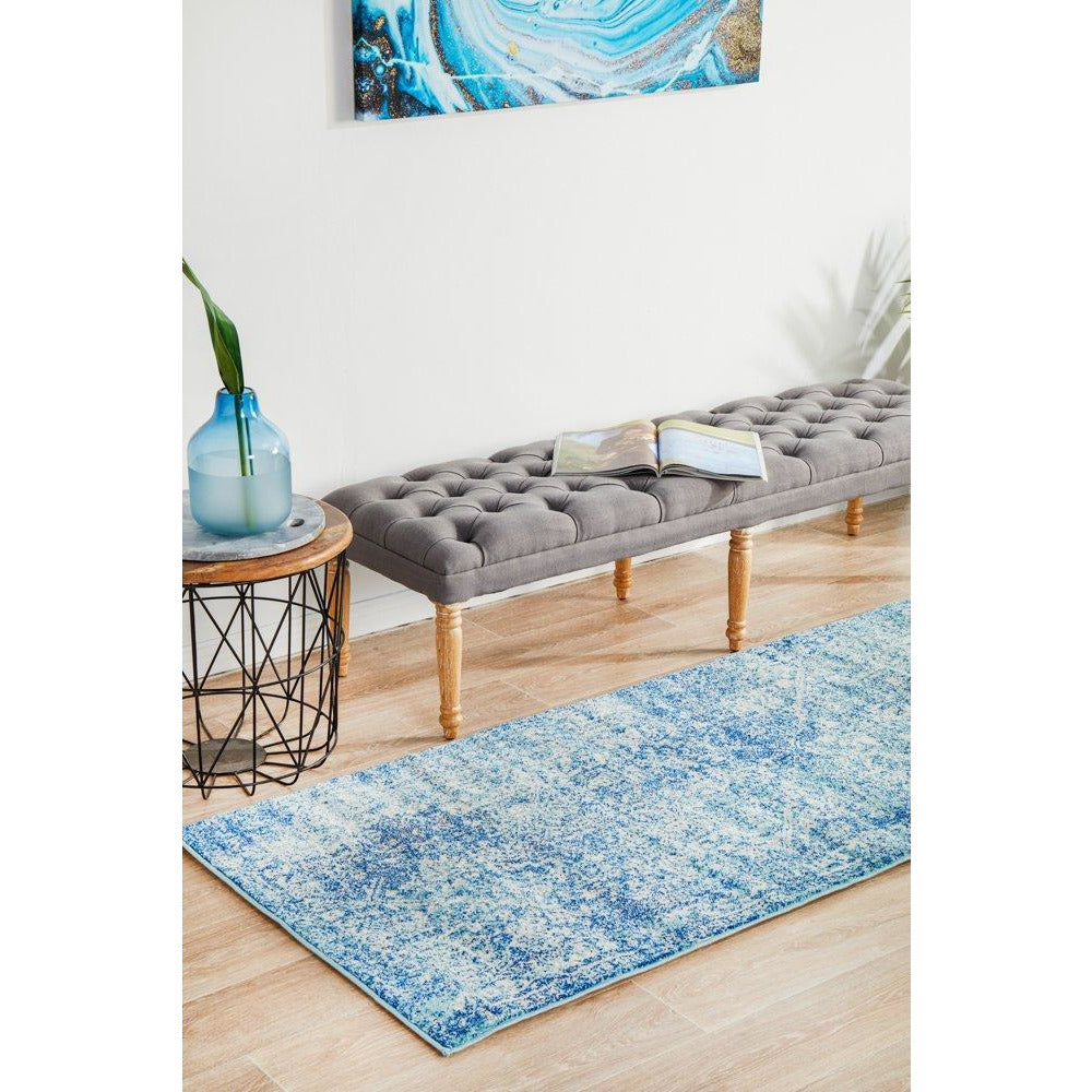 Madrid Transitional Blue Designer Runner Rug - Rugs Of Beauty - 3