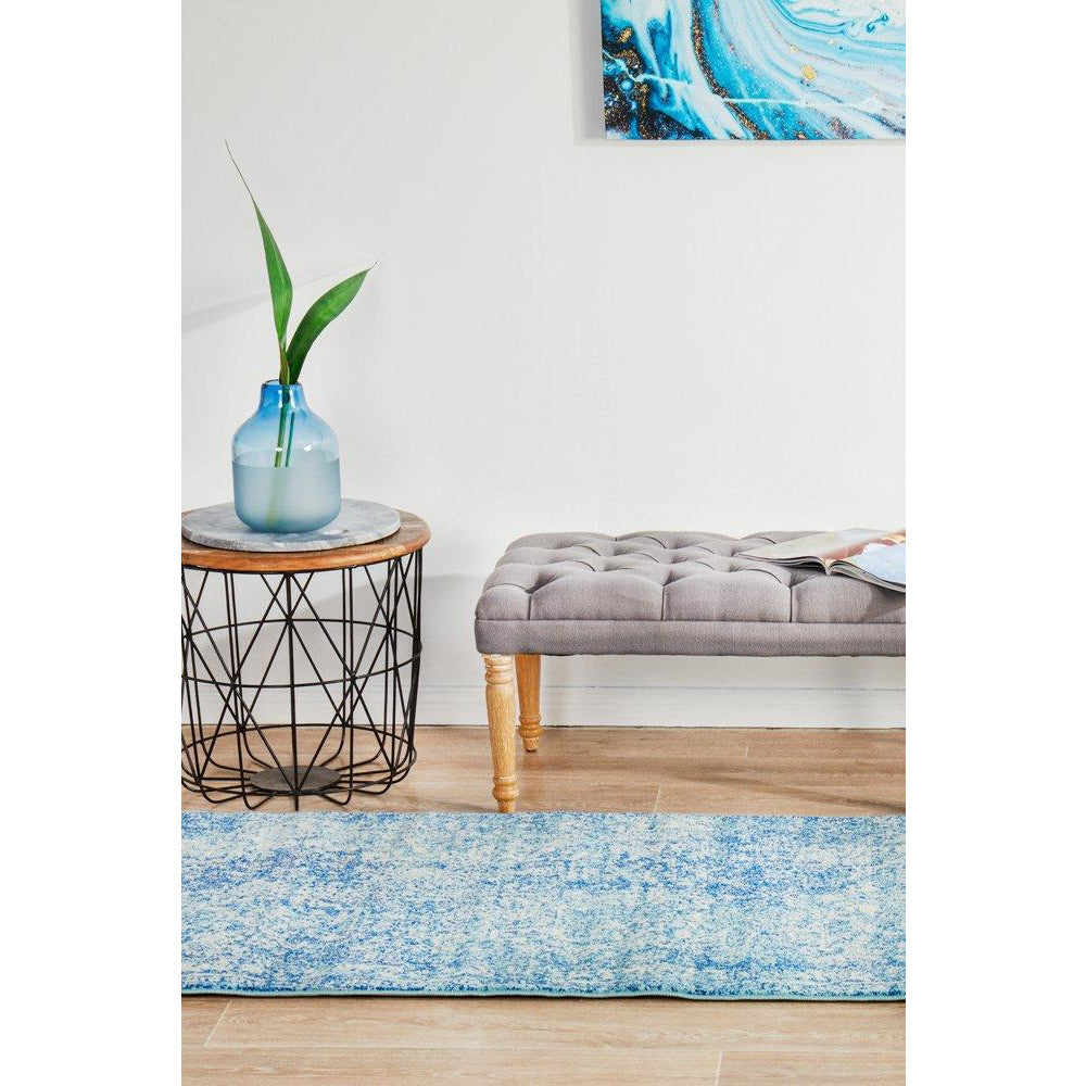 Madrid Transitional Blue Designer Runner Rug - Rugs Of Beauty - 4