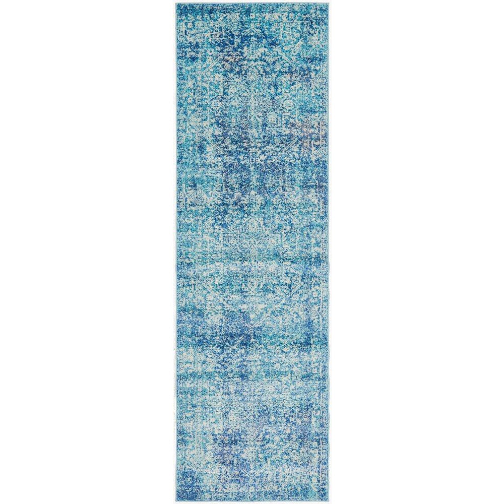 Madrid Transitional Blue Designer Runner Rug - Rugs Of Beauty - 1