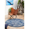 Santiago Transitional Navy Blue Round Designer Rug - Rugs Of Beauty - 3