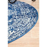 Santiago Transitional Navy Blue Round Designer Rug - Rugs Of Beauty - 5