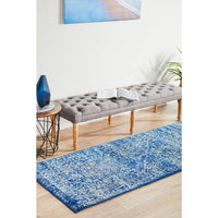 Santiago Transitional Navy Blue Designer Runner Rug - Rugs Of Beauty - 4