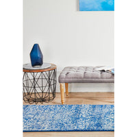 Santiago Transitional Navy Blue Designer Runner Rug - Rugs Of Beauty - 3