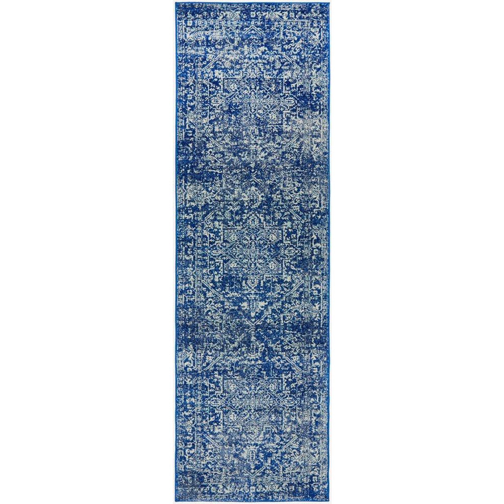 Santiago Transitional Navy Blue Designer Runner Rug - Rugs Of Beauty - 1