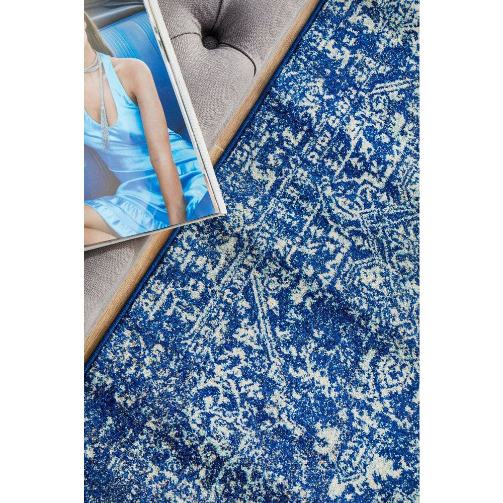Santiago Transitional Navy Blue Designer Runner Rug - Rugs Of Beauty - 5