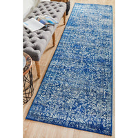 Santiago Transitional Navy Blue Designer Runner Rug - Rugs Of Beauty - 2