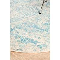 Kazan Transitional Beige Light Blue Round Designer Rug - Rugs Of Beauty - 6