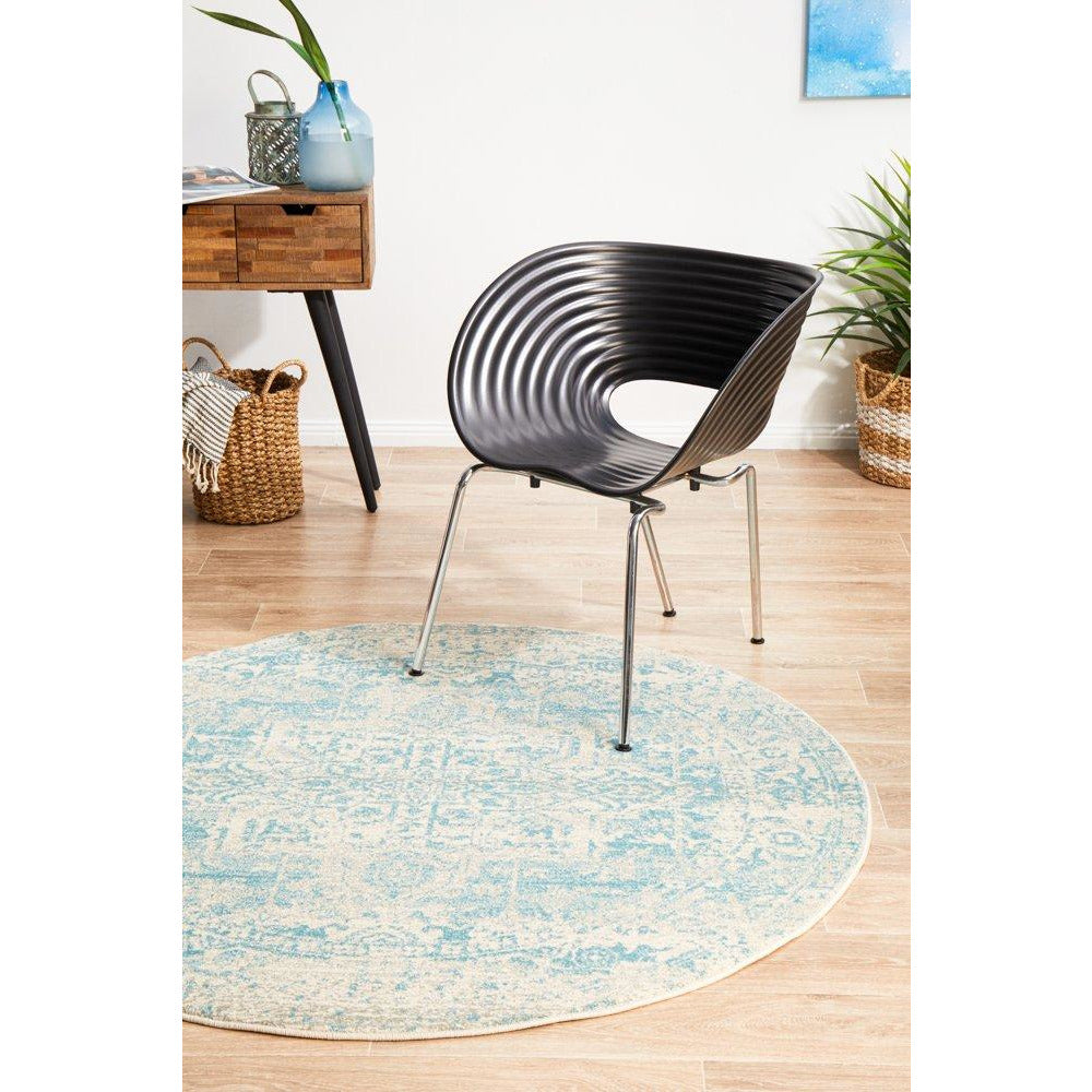 Kazan Transitional Beige Light Blue Round Designer Rug - Rugs Of Beauty - 2
