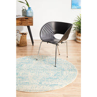 Kazan Transitional Beige Light Blue Round Designer Rug - Rugs Of Beauty - 2