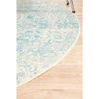Kazan Transitional Beige Light Blue Round Designer Rug - Rugs Of Beauty - 7