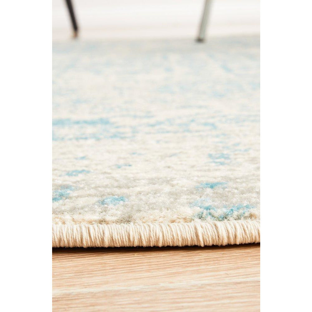 Kazan Transitional Beige Light Blue Round Designer Rug - Rugs Of Beauty - 8